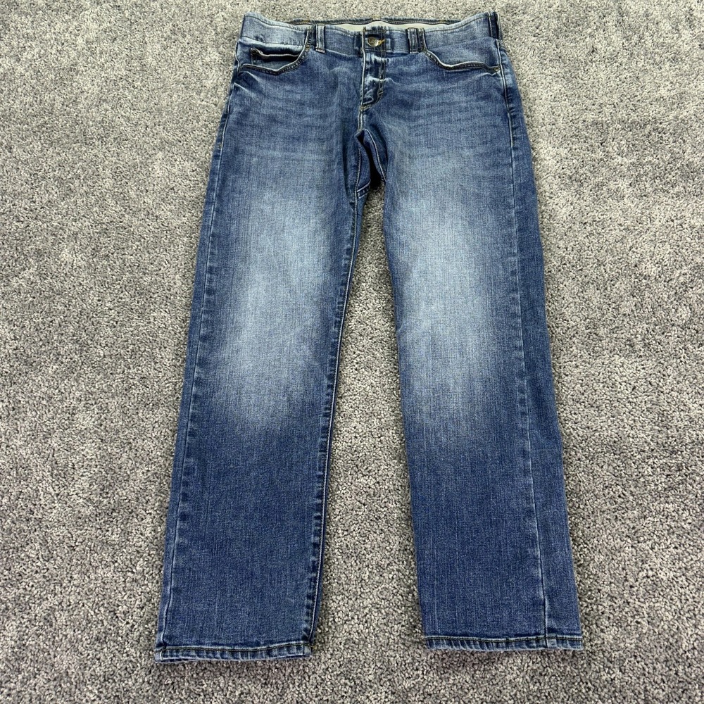 Lee Jeans Mens 34x30 Blue Slim Straight Denim Stretch Medium Wash Casual City